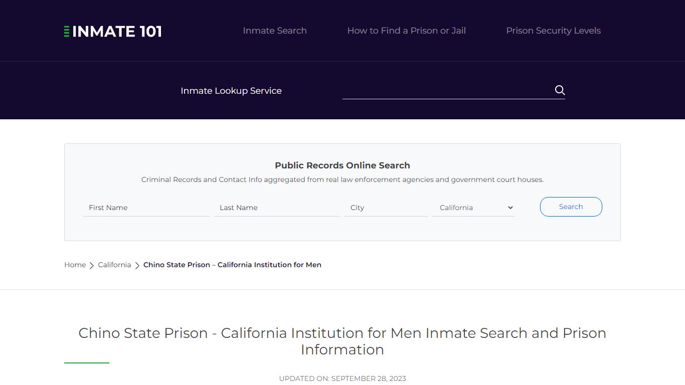 Chino State Prison - California Institution for Men Inmate Search ...